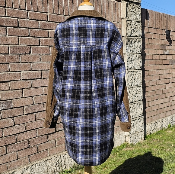 NWT Gilded Intent brown cord/blue plaid jacket - Picture 10 of 10